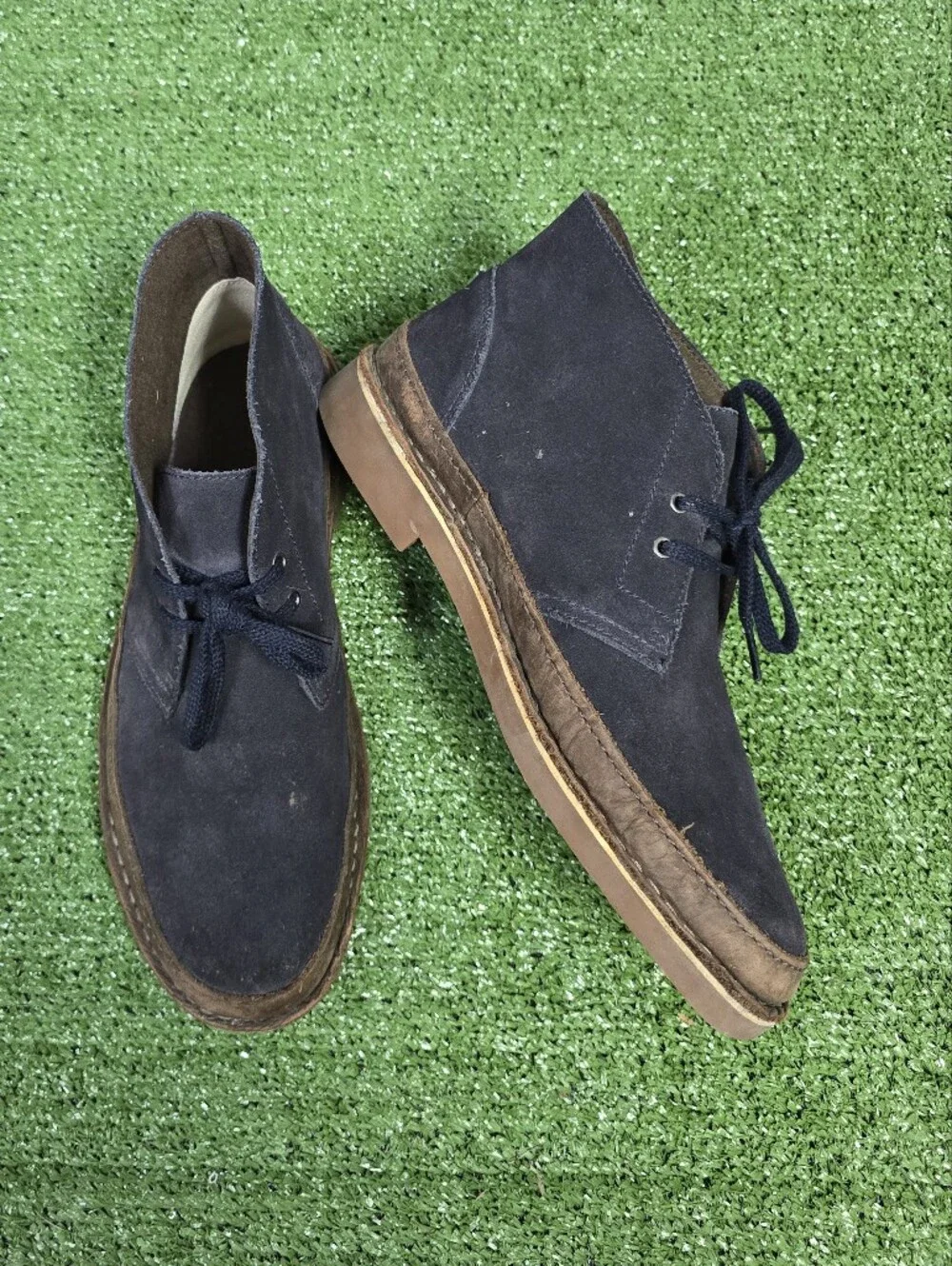 Clarks Bushacre Rand Genuine Leather Suede Chukka Boots Dark Navy Mens Size 9.5